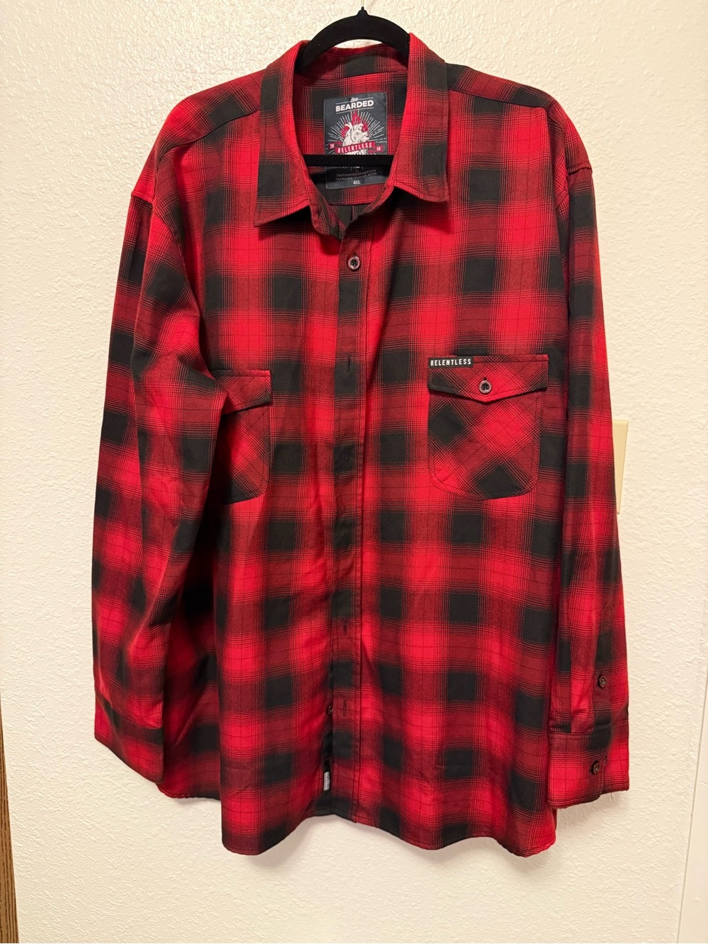 Live Bearded Relentless Red & Black Plaid Shirt